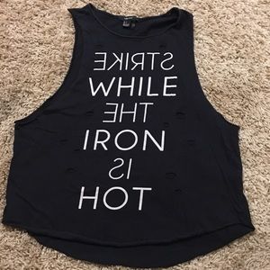 Forever Black Cut Out Edgy Distressed Top size L